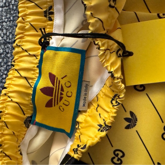Gucci Yellow Athletic Shorts with Black Trim and Drawstring - Picture 7 of 8